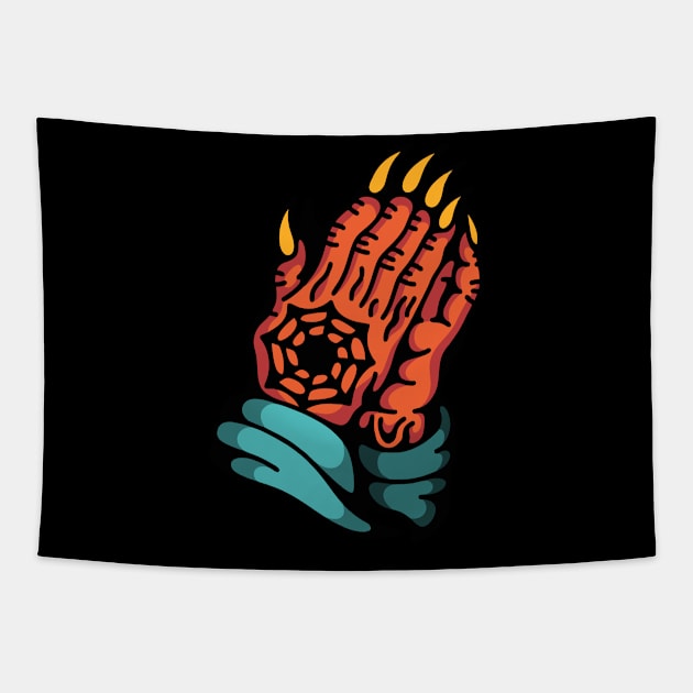 Devil hands pray Tapestry by Bojes Art