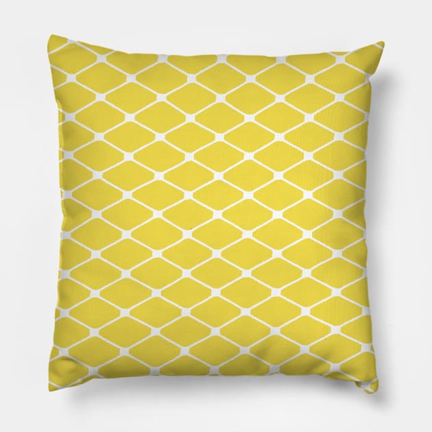 Fishnets in White on Illuminating Yellow Background Pillow by PurposelyDesigned