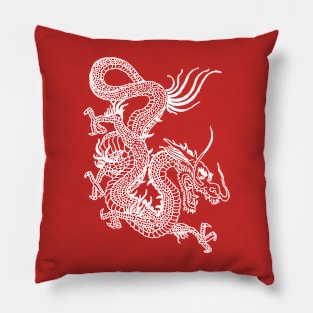 White Japanese Dragon Pillow