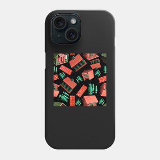Jovielle Forest Birdhouses Tossed on Black 5748 Phone Case