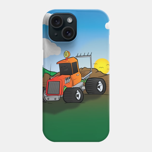 Orange Hunting Truck Cartoon Phone Case by Dad n Son Designs