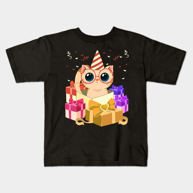 Funny Cat With Cute Party Hat Birthday Birthday Party Kids T Shirt Teepublic