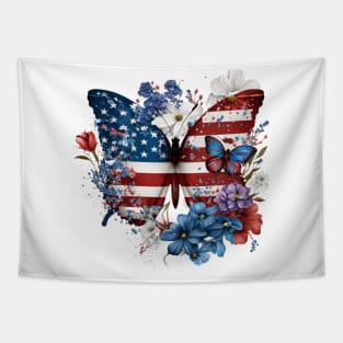 4th of July Floral Butterfly independence day Tapestry