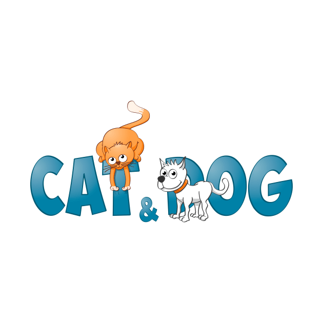 Funny and colorful Cat and dog illustration. by Stefs-Red-Shop