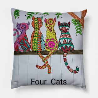 Four Cats T-shirt Pillow