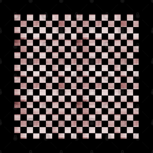 Black and Copper Red Checkered Wood Pattern by Lucy