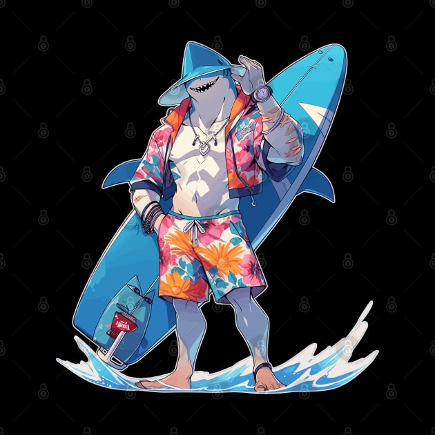 Anime Surfer Shark Dude by DanielLiamGill