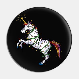 Beautiful Unicorn Wrapped in Lights Christmas Gift Pin