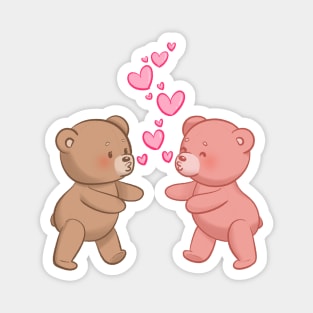 Cute Bears in Love Going to Kiss and Hug Magnet