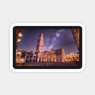 Panorama of Piazza del Duomo at night in Lecce, Italy Magnet