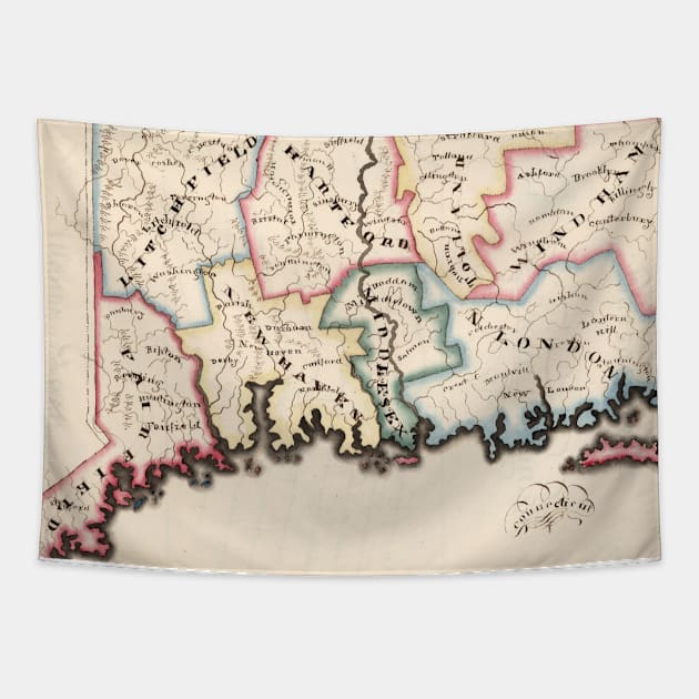 Vintage Map of Connecticut (1819) Tapestry by Bravuramedia