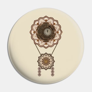 STEAMPUNK Vintage Time Travel Clock Mandala 1 Pin