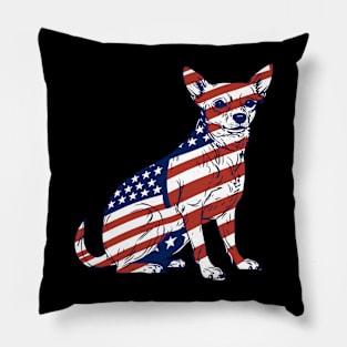 Chihuahua American Flag 4th Of July Dog Patriotic Puppy Pillow