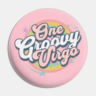 One Groovy Virgo Cute retro Design in Pastel Colors Pin