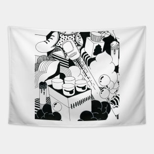 TOY DREAM_Black and White Tapestry