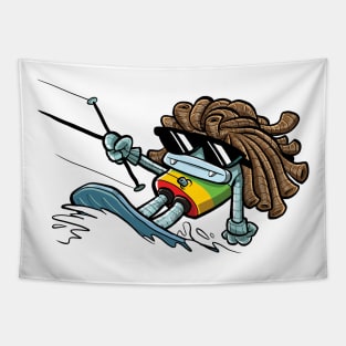 Robo Rasta Kiteboarder Tapestry