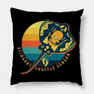 Stingray Shuffle Season Ocean Life Marine Life Retro Vintage Pillow