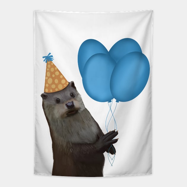 Cute Birthday Otter Tapestry by Suneldesigns