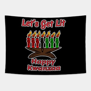 Let's Get Lit Happy Kwanzaa Kinara Candles Tapestry