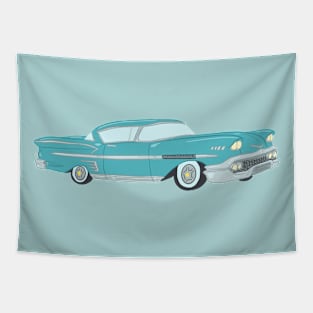 Rockabilly Vintage Car in Blue Tapestry