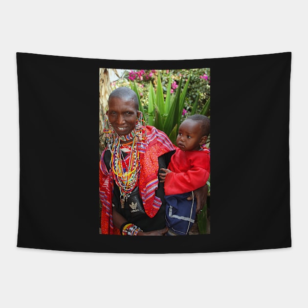 Maasai (or Masai) Mother & Child, East Africa Tapestry by Carole-Anne