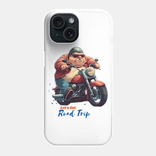 A fat man drives a motorcycle with fun. Phone Case