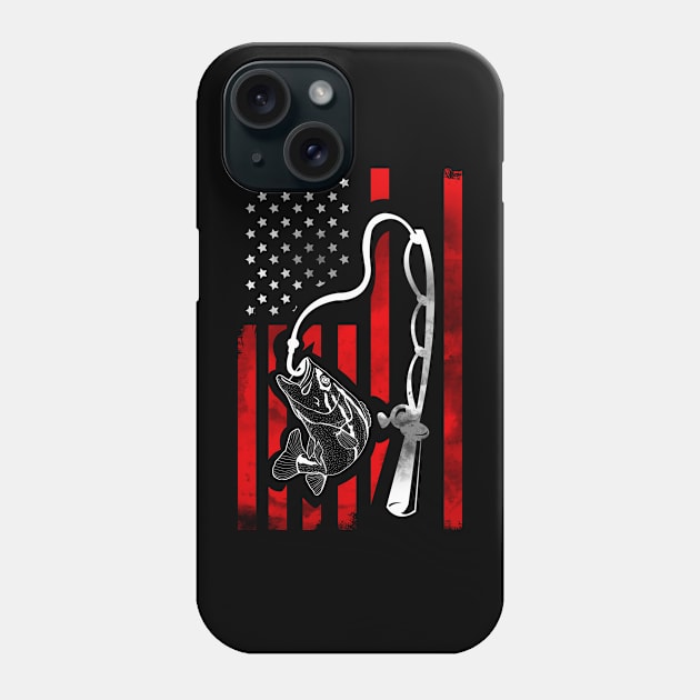 'Vintage American Flag' Cool Fishing 4th of July Gift Phone Case by ourwackyhome