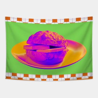 Pineapple Bun - Funky Hong Kong Street Food - Pop Art Neon Purple with Lime Green Tapestry