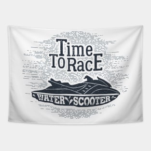 Time to Race, Water Scooter, Black Design Tapestry