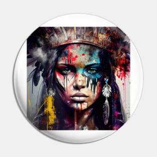Powerful American Native Warrior Woman #5 Pin