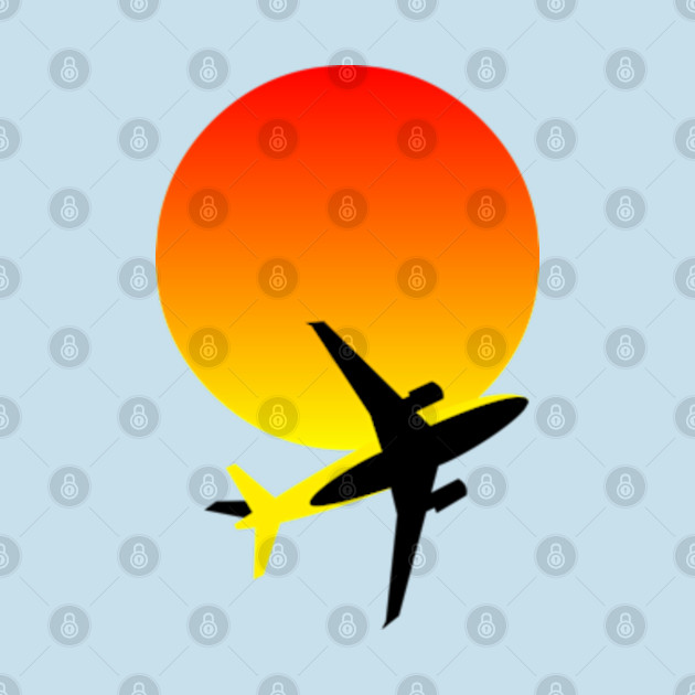 Discover Minimalist airplane and sunset silhouette - Airplane - T-Shirt