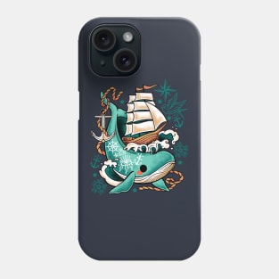 Whale ship tattoo Phone Case