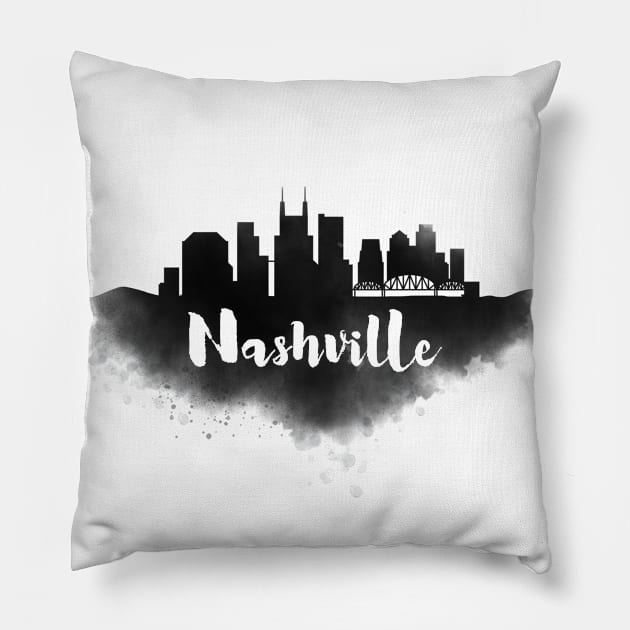 Nashville watercolor Pillow by kursatunsal