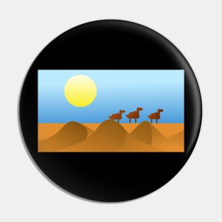 Camels in Desert Landscape Pin