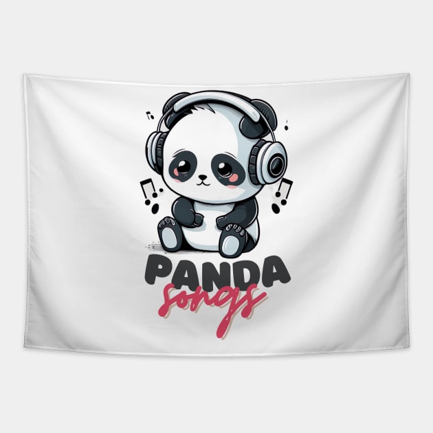 A Cute Panda & His Songs Tapestry by brand.re