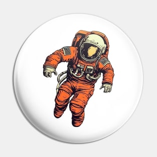 astronaut in orange space suit flying through the air Pin