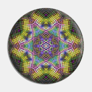 Weave Mandala Yellow Pink and Green Pin