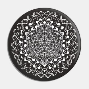 Succulent Flower Mandala White Lineart Pin