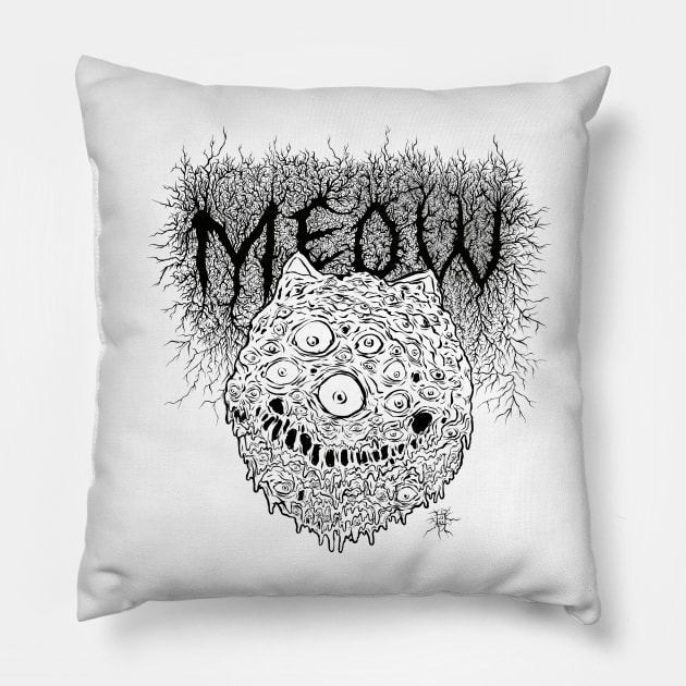 Meow - Black Logo Pillow by jsmntr