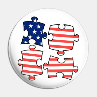 Jigsaw puzzle with the American flag. Pin