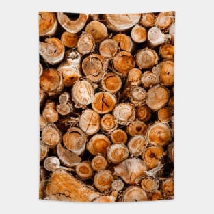 Wood Logs Stacked High & Dry Tapestry