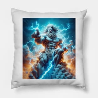 Zeus Unleashes Lightning Bolt: Divine Fury Pillow