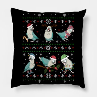 Ugly Christmas cinnamon turquoise conure pattern Pillow