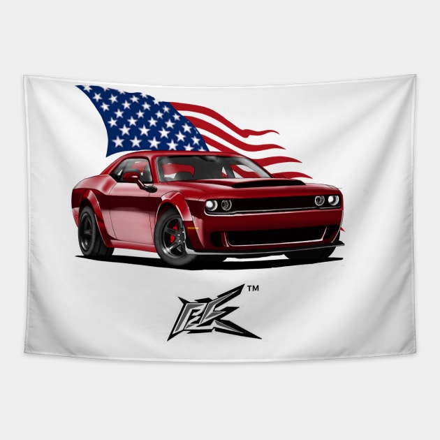 dodge challenger hellcat red Tapestry by naquash