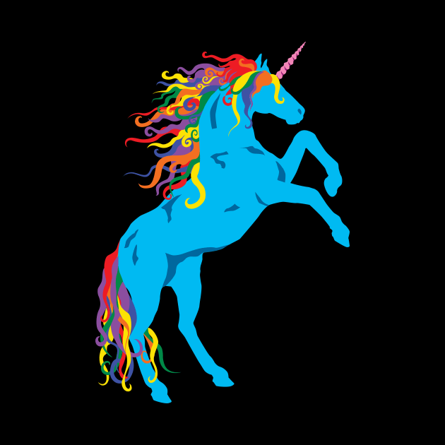 Rainbow Maned Cyan Pride Unicorn by PeregrinusCreative