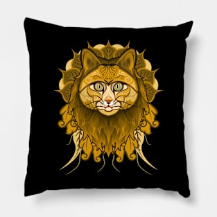 cat batik illustration Pillow