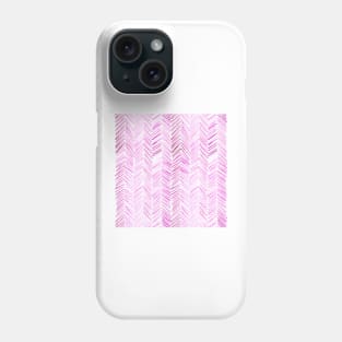 Watercolor Herringbone Pattern - Magenta Phone Case