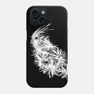 Cockatiel + White Spider Chrysanthemum Phone Case