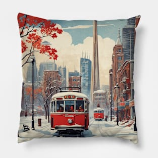 Toronto Canada Vintage Retro Tourism Pillow