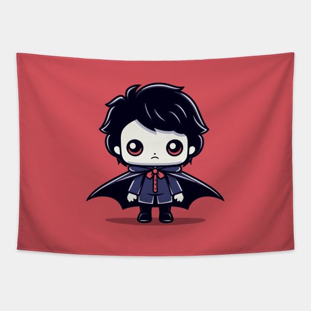 Kid Vampire Halloween Character Tapestry by Mad Swell Designs